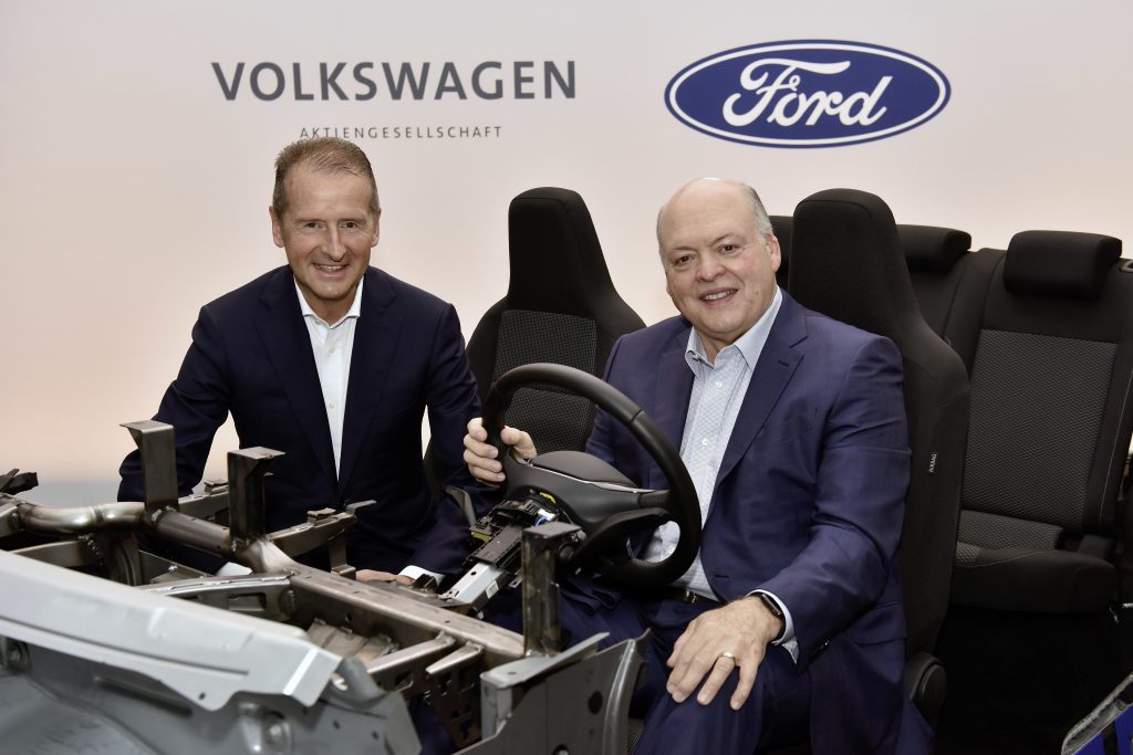 Volkswagen CEO Dr. Herbert Diess and Ford President and CEO Jim Hackett.